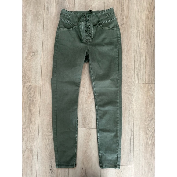 Free People We The Free Lace Up Green Pants CRVY - Picture 4 of 5